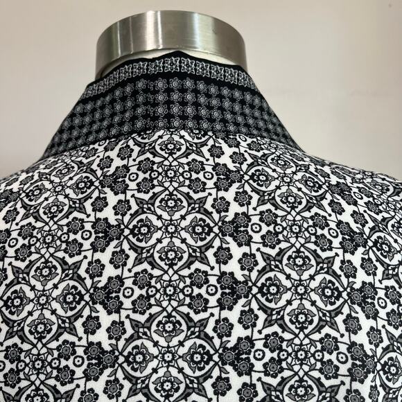 Max Studio Black White Printed Open Kimono Boho Layering Size 2X - Picture 5 of 7